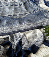 Printed blue georgette saree - kasumi.in